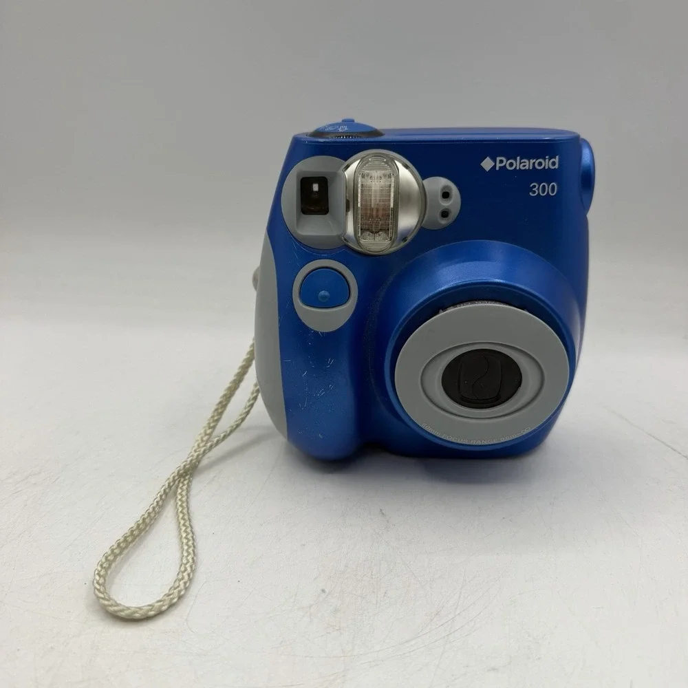 Polaroid 300 Instant Film Camera Blue w/ Strap - Tested & Working